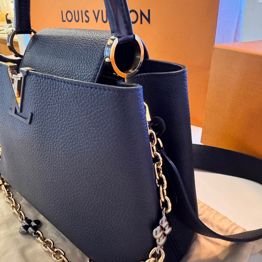 Limited Louis Vuitton Navy Capucines MM - Picture 4 of 16